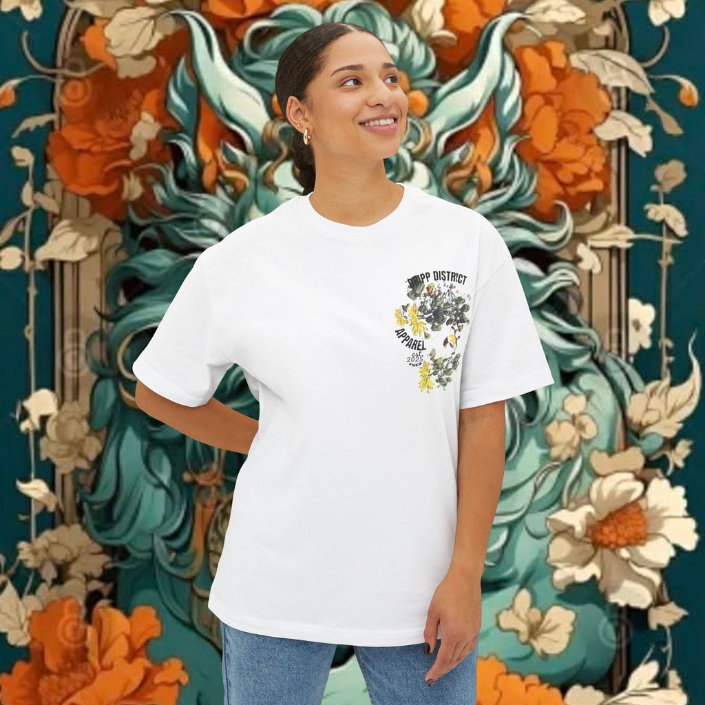 Blue Oni Demon Illustration Tee | Floral Japanese Lion Graphic T-shirt