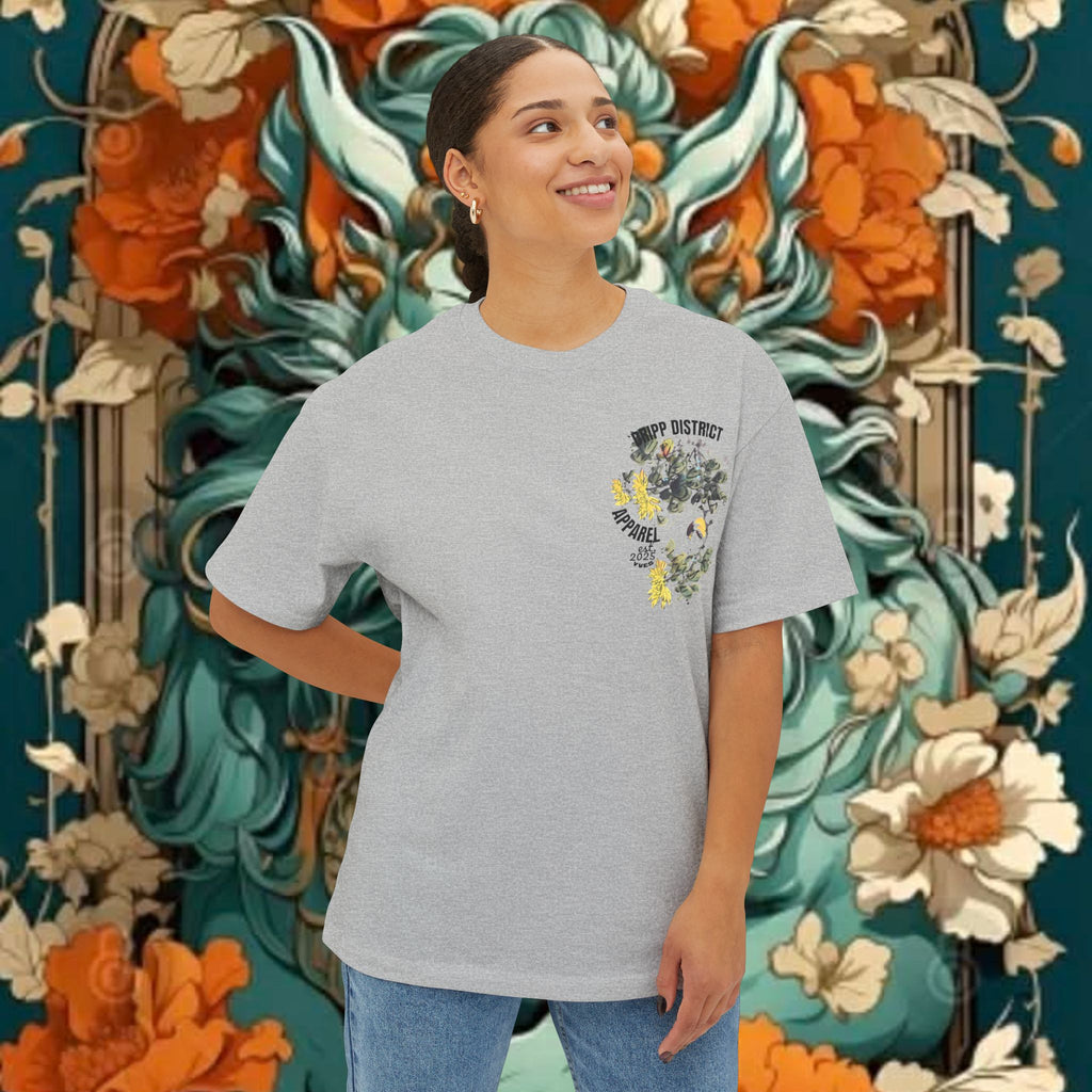 Blue Oni Demon Illustration Tee | Floral Japanese Lion Graphic T-shirt